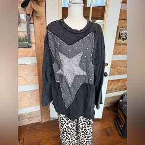 SHEIN Black Star Studded Blouse xl